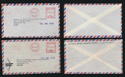 GUYANA METER FRANKINGS 1968-9 PRINTED AIRMAIL ENVELOPES BRODIE + SANDBACH PARKER - Image 1 of 3