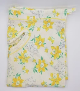 Vintage Baby Smock Linen Fabric w Yellow Flowers & Bric Brac Trim Handmade 19" - Picture 1 of 6