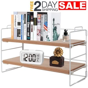 Small Shelf For Top Of Desk 2 Tier Organizer Rack Office Dorm Room Essentials US - Picture 1 of 9