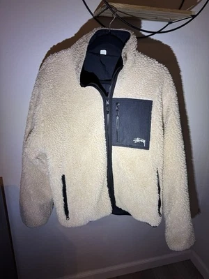 stussy reversible sherpa jacket cream Men’s large - Image 1 of 4
