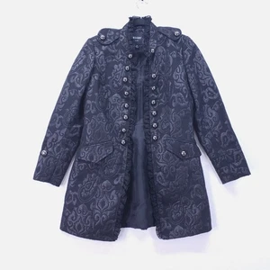 Insight New York Black Military Styled Jacquard Wool Blend Coat Size 10 Gothic - Picture 1 of 21