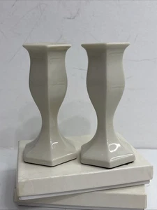 Candelabro cónico de cerámica marfil sello vintage - Imagen 1 de 7