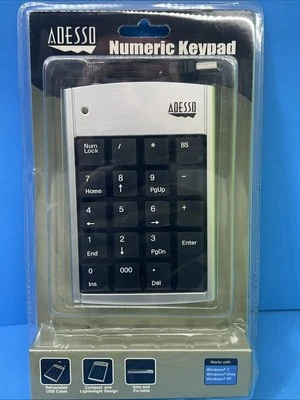 Adesso Numeric Keypad  Retractable USB cable Model AKP-150 Factory Seal New Cond - Image 1 of 2