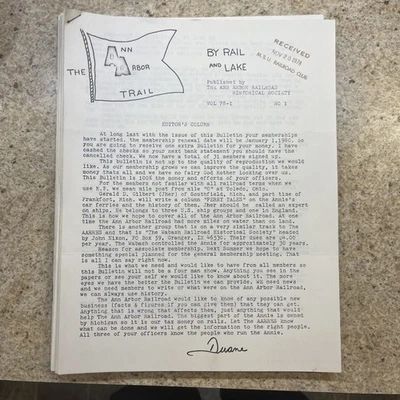 21 Issues Ann Arbor Trail Newsletter Railroad Historical 1978 Ferry (924) - Image 1 of 4