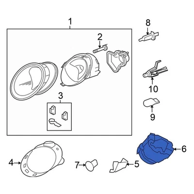 For Volkswagen Beetle 06-10 Volkswagen 1C0941054 Front Right Headlight Housing Foto 1 de 2