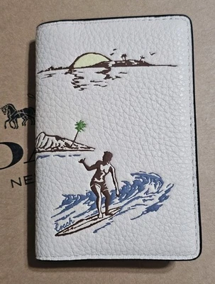 $150 NEW Coach Leather Small ID Credit Card Wallet Surf Waves CBJ94 Chalk Multi - Image 1 of 4