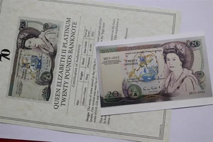 🧭 🇬🇧 UK GB 20 POUNDS PLATINUM BANKNOTE WITH COA B87 #33 - Picture 1 of 4
