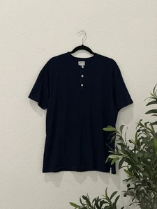 Todd Snyder Men’s Large Blue Premium Jersey Short Sleeve Henley Tshirt - Picture 1 of 5