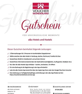 a&o Hotel Gutschein 2 Nächte zu Zweit - Bild 1 von 1