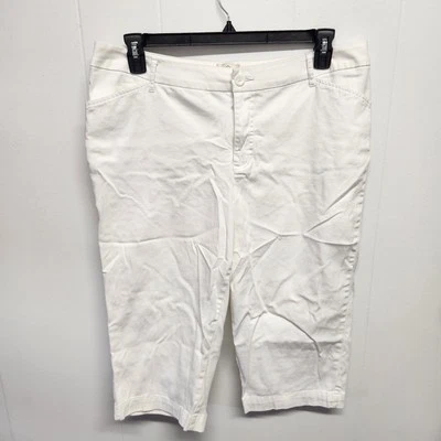 St John’s Bay Capri Pants Womens 16W White Stretch Casual Cropped Summer Spandex - Image 1 of 4
