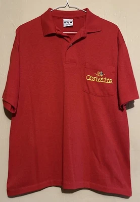 VINTAGE CORVETTE POLO T SHIRT TAG M MADE IN USA CHEVROLET CHEVY CLASSIC RED - Image 1 of 4