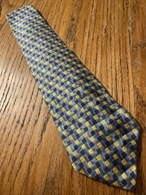 复古 EUC Barrington 真丝几何领带男式领带美国制造 — 第 1/4 张图片