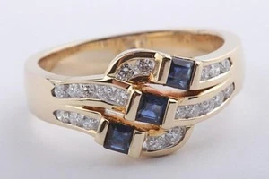 Saphir Diamant Brillant Ring 585 14k Gelb Gold Grösse 51 Top . - Bild 1 von 7