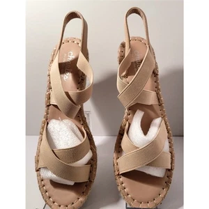 Charles by Charles David Nick Espadrille Wedge Sandals Size 8.5 Beige Summer NWT - Picture 1 of 9