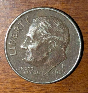 2005-p Roosevelt Dime Improperly Annealed Black Toned Annealing Error - Picture 1 of 10