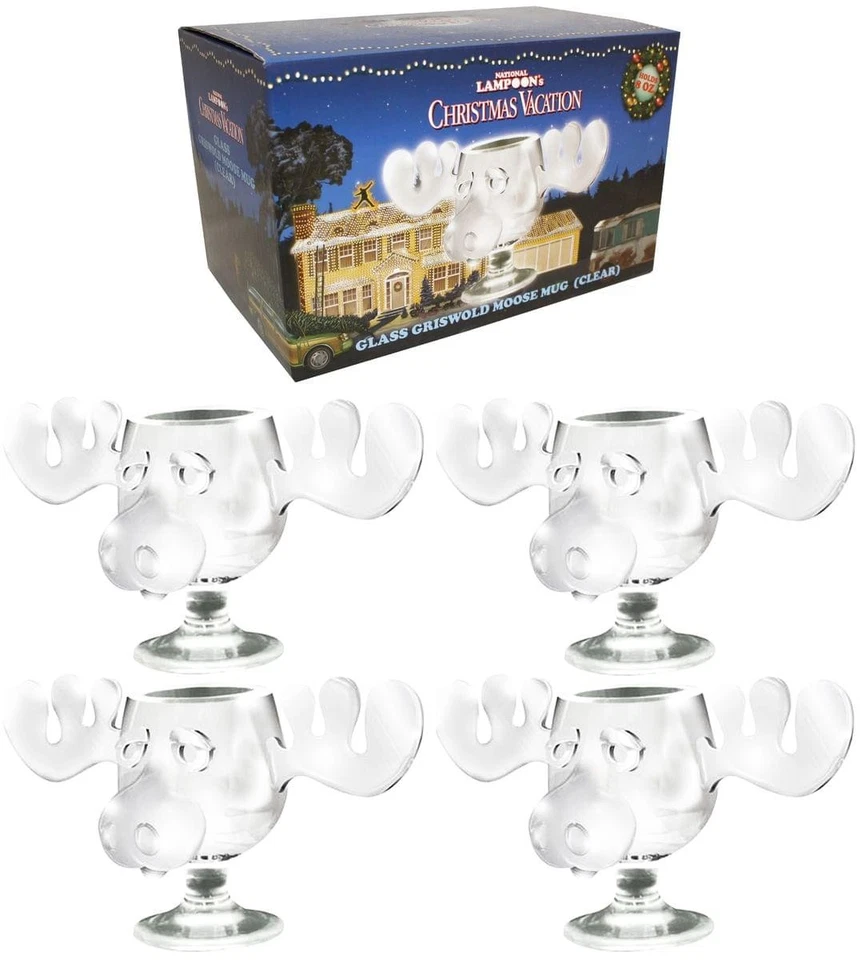 Juego de 4 tazas de vidrio National Lampoon's Christmas Vacation Griswold Moose 8 oz Foto 1 de 1