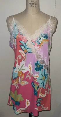¡Nuevo! NATORI Marbella Estampado Floral Chemise Sedoso Satén y Encaje Talla L o XL NUEVO CON ETIQUETAS Foto 1 de 4