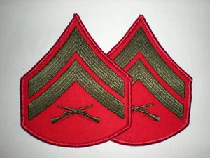 USMC CORPORAL RANK - VERDE SOBRE ROJO - MERROWED - 1 PAR - Imagen 1 de 1