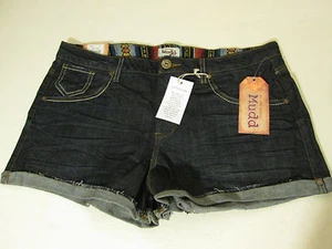 MUDD PINCHED CUTOFF SHORT SHORTS JR SZ 17-BLUE- NWT - Picture 1 of 2