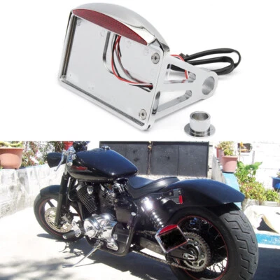 Motorcycle Side Mount License Plate Holder Tail Light For Honda Shadow ACE VT750 - Image 1 of 4