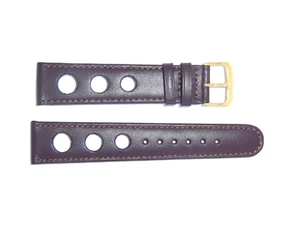 RIOS1931 Echt Rindsleder Uhrenarmband mit Rennlöchern 20 mm braun "RACING" - Bild 1 von 2