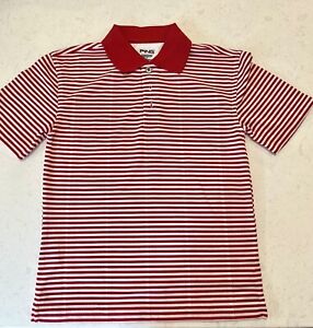 Ping Boys Golf Shirt Red/white Stripe Boys S EUC