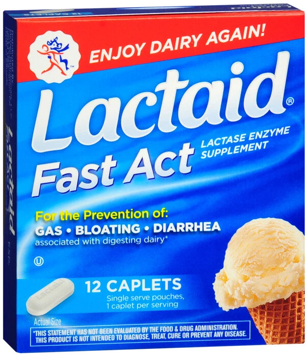 LACTAID Fast Act Lactase Enzyme Supplement Caplets 12 EA - Image 1 of 1