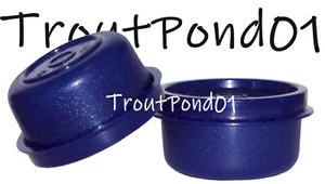 Tupperware Smidgets Mini Tiny Bowl Containers 1oz Indigo Blue Same Lids Set 2 - Picture 1 of 5