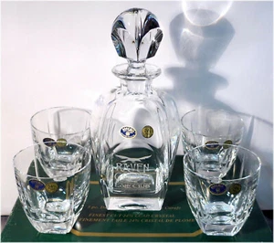NIB BOHEMIA 24% Lead Crystal FJORD 5pc. Decanter Set - Raven Crest Golf Club - Picture 1 of 12