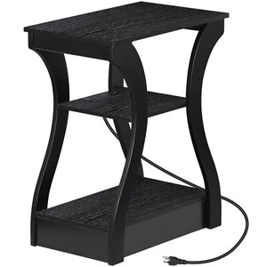 Farmhouse End Table Narrow Side Table w/ Charging Station for Living Room Black - Picture 1 of 8