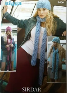 New,original SIRDAR Bigga Hat/ Scarves Knitting Pattern 8466 - Picture 1 of 4