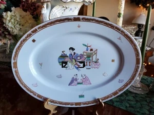 RARE & HTF Herend Ming Oval Dish w/ Rare Blue Background #2102 MG Master Painted - Picture 1 of 3