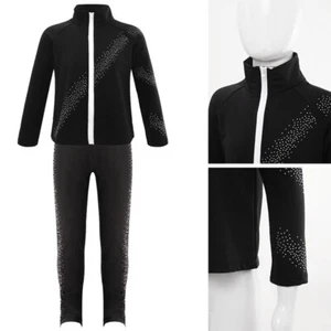 Kids Girls Suit Workout Outfit Dance Activewear Gym Stand Collar Training Soft - Picture 1 of 25