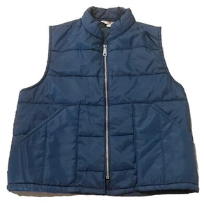 Tom Cat Nine Lives Vtg 80s Puffer Vest Longley Co. Men’s Large Full Zip Pockets - Picture 1 of 9