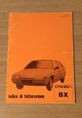 Tempario indice di fatturazione Citroen BX edizione ottobre 1984 PH8408 Italiano - Immagine 1 di 4