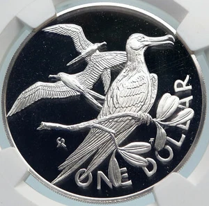 1973 British Virgin Islands Queen Elizabeth II BIRD Proof Silver Coin NGC i85064 - Picture 1 of 5