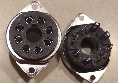 2 uds. Enchufe de tubo de válvula octal de baquelita de montaje en chasis de 8 pines para EL34 6V6 6L6 KT88 Foto 1 de 2