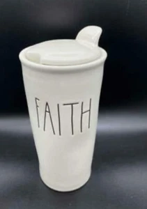 Rae Dunn FAITH Ceramic Tumbler Travel Coffee Mug Cup W/ Lid Brand NEW - Picture 1 of 2