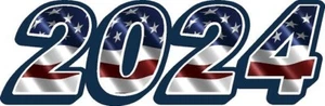 Custom American Flag Number Decals 2024 Decals set of two 9.2 x 3 - Picture 1 of 1