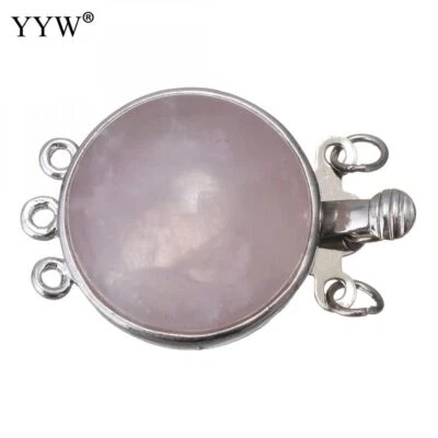 Gem Stone Strand Clasp - Silver Color Stone Quartz Round Box Clasp DIY Jewelry - Image 1 of 4