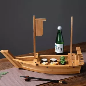 20 inch Sushi Boat Serving Tray Bamboo Sushi Plates for Sashimi Seafood Display - Picture 1 of 14