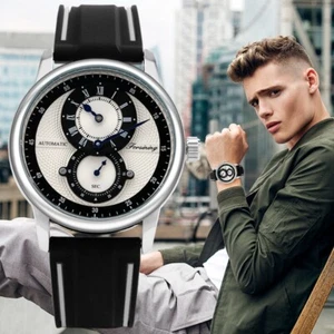 FORSINING Men's Mechanical Watch Sport Diving Self-Winding Silicone Wristwatch - Picture 1 of 10