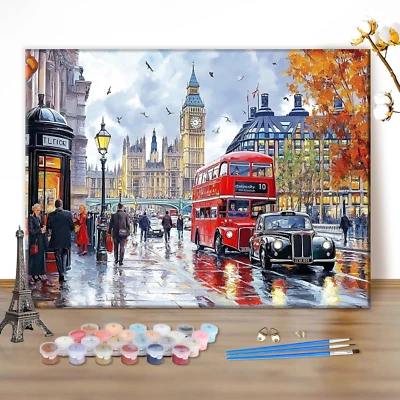 MEIYUDA Paint by Numbers for Adult London City View, DIY Canvas Oil Painting Kit