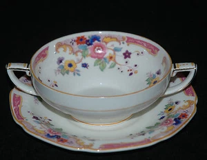 GRINDLEY FINE CHINA CREAM SOUP CUP & SAUCER THE ANNABELLE PATTERN - Picture 1 of 2