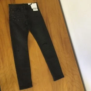 Zara Distressed SKINNY FIT STRETCH JEANS WITH ADJUSTABLE WAISTBAND Size 11-12 - Picture 1 of 12