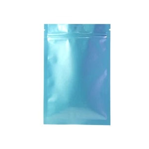 100pc Gloss Shiny Blue Both Sides Metallic Mylar Zip Lock Bags 10x15cm 4x6in - Picture 1 of 3
