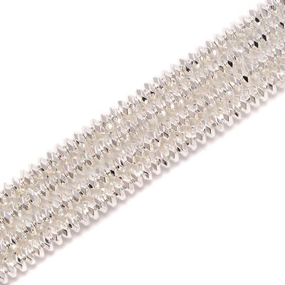 Titanium Bright Silver Hematite Faceted Rondelle Beads 3mm 4mm 6mm 8mm 15.5'' St - Image 1 of 4
