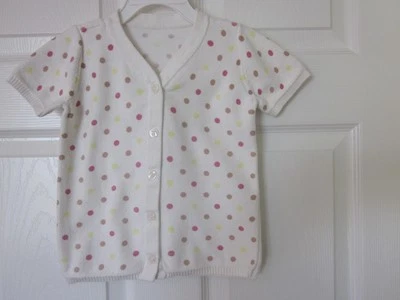 Cárdigan manga corta 100 % algodón azul marino antiguo blanco talla 5 Foto 1 de 2