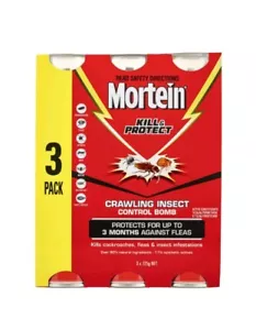 Mortein Kill & Protect Crawling Insect Control Bomb 3 Months 3 x 125g pack - Picture 1 of 5