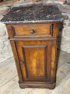 Antique French Marble-Topped Oak Cabinet - Late 19th Century Provincial Style - Image 1 of 4